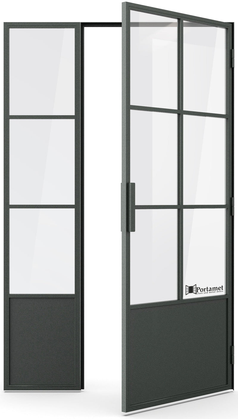 Portamet by Sfarzo - Barcelona Classic Steel Glazed Crittal Style Door with a Fixel Panel