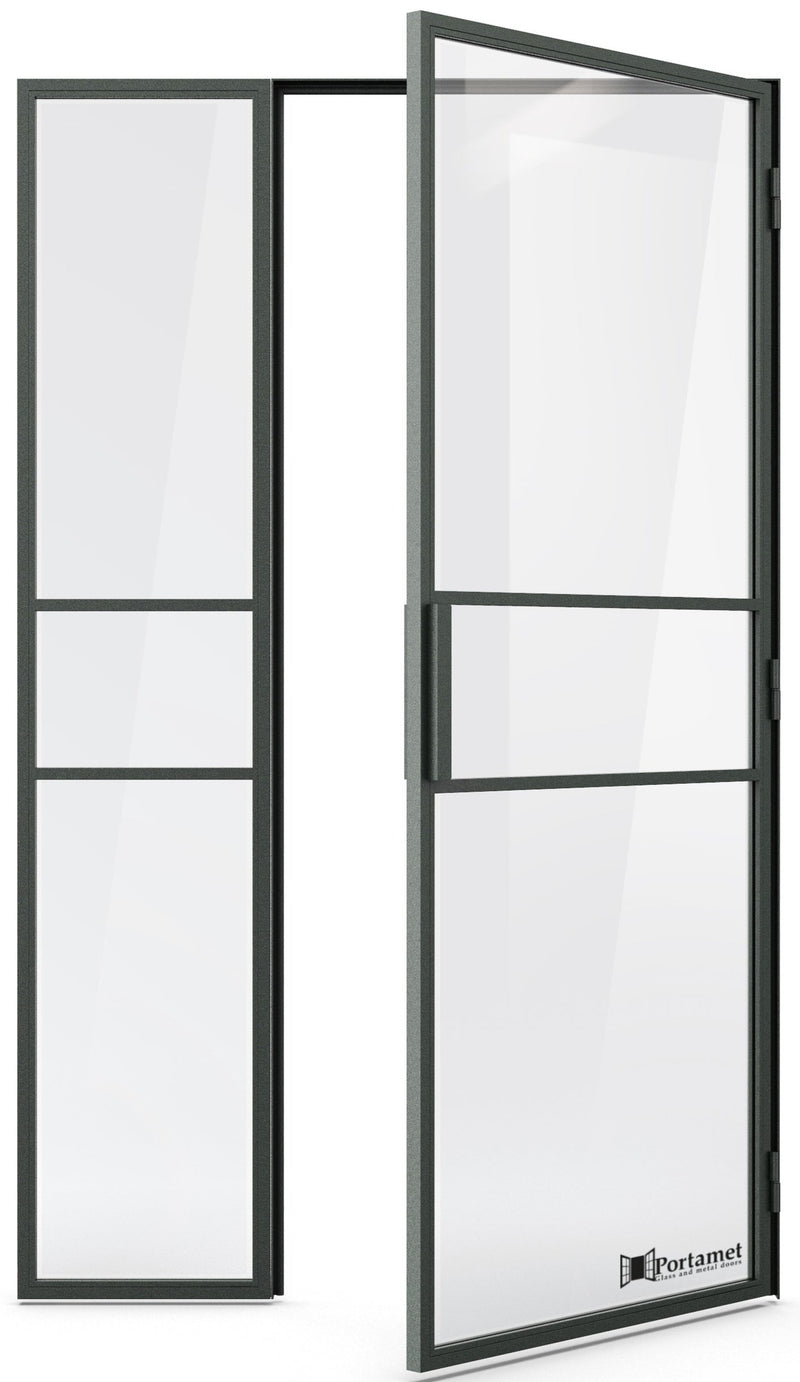 Portamet by Sfarzo - Italia Classic Steel Glazed Crittal Style Door with a Fixel Panel