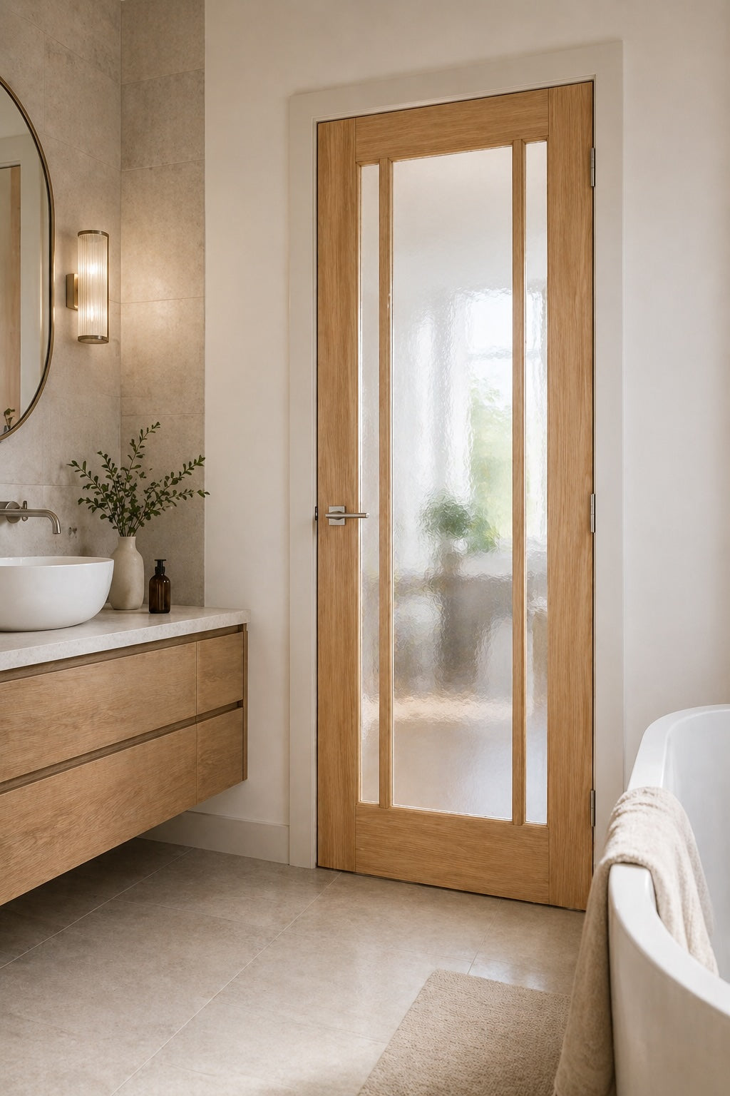 LPD Oak Lincoln Glazed 3L Frosted Glass