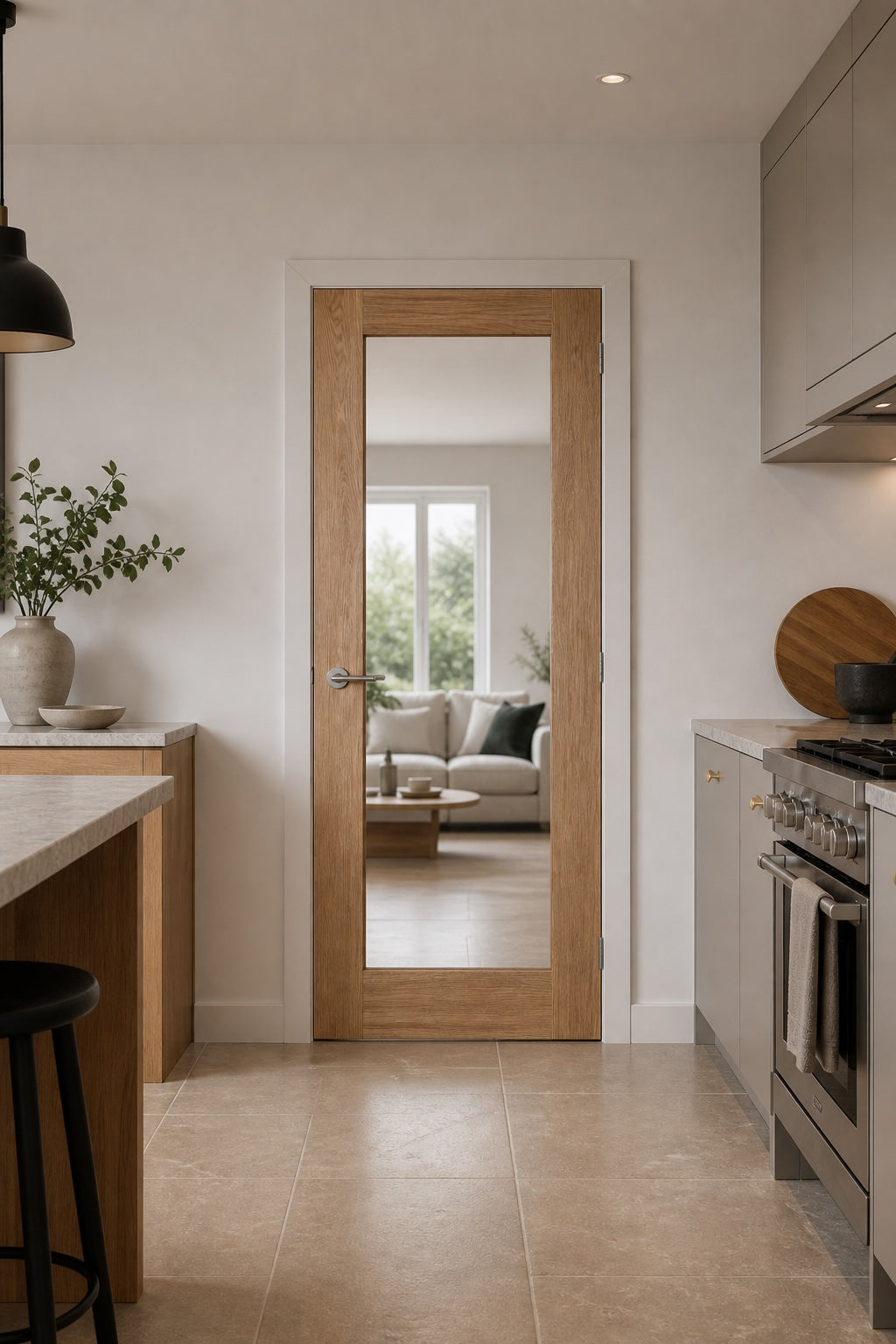 LPD Oak Pattern 10 Clear Glazed Fire Door