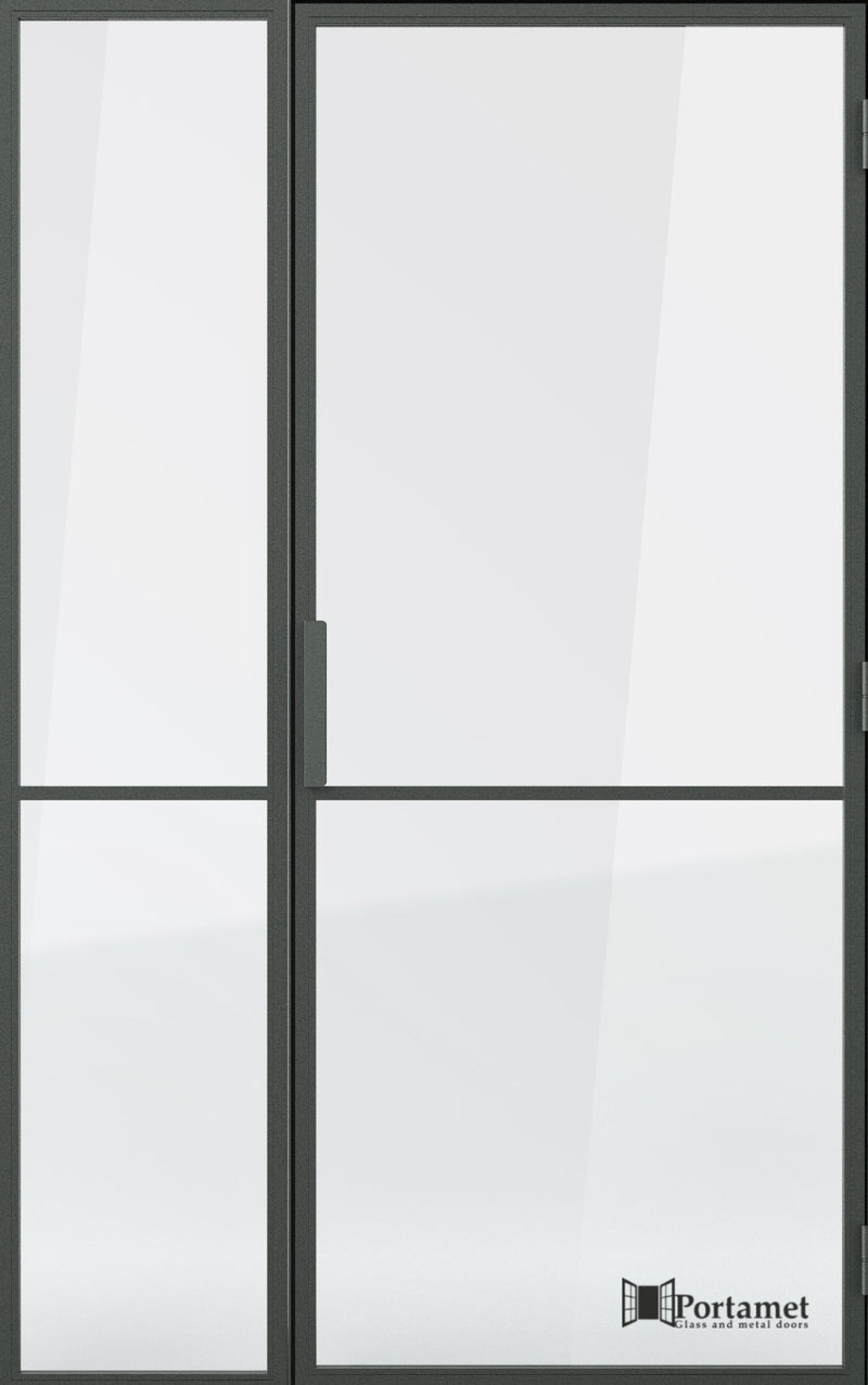Portamet by Sfarzo - Madrid Classic Steel Glazed Crittal Style Door with a Fixel Panel