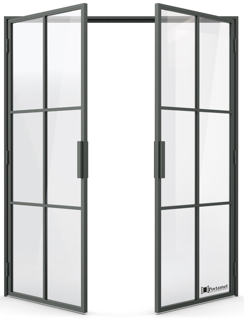 Portamet by Sfarzo - Malmo Classic Double-Leaf Steel Glazed Crittal Style Door