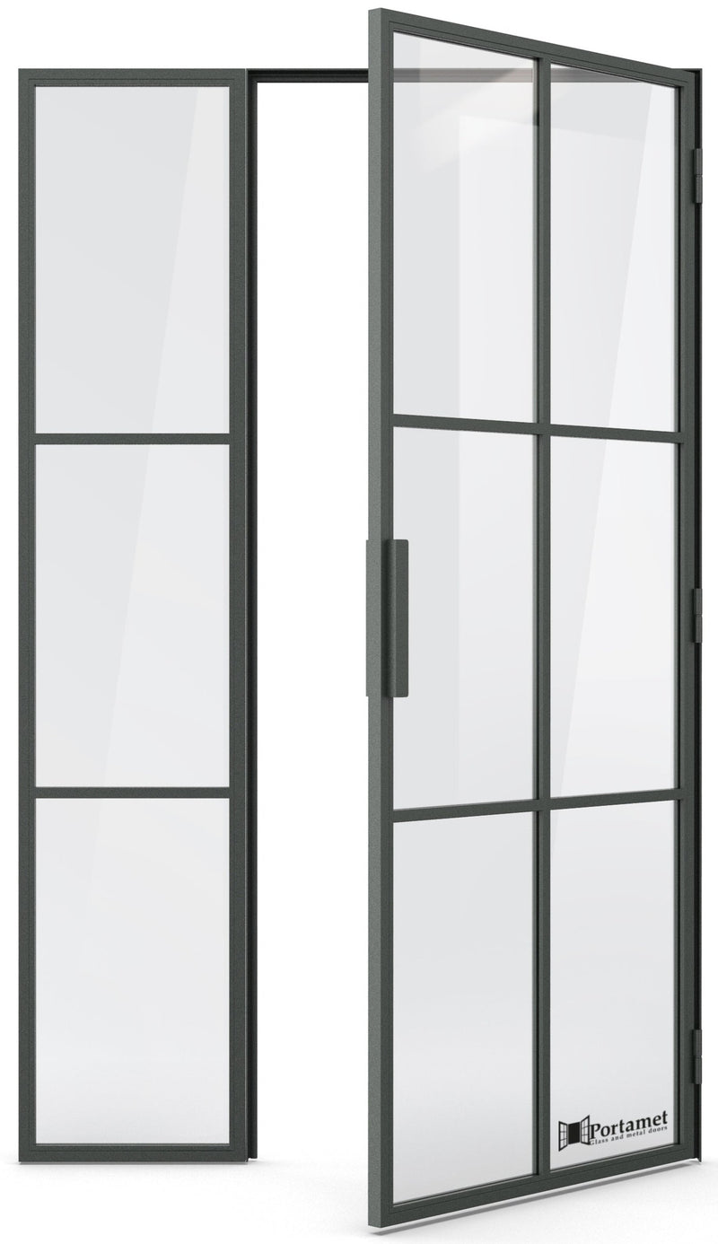Portamet by Sfarzo - Malmo Classic Steel Glazed Crittal Style Door with a Fixel Panel