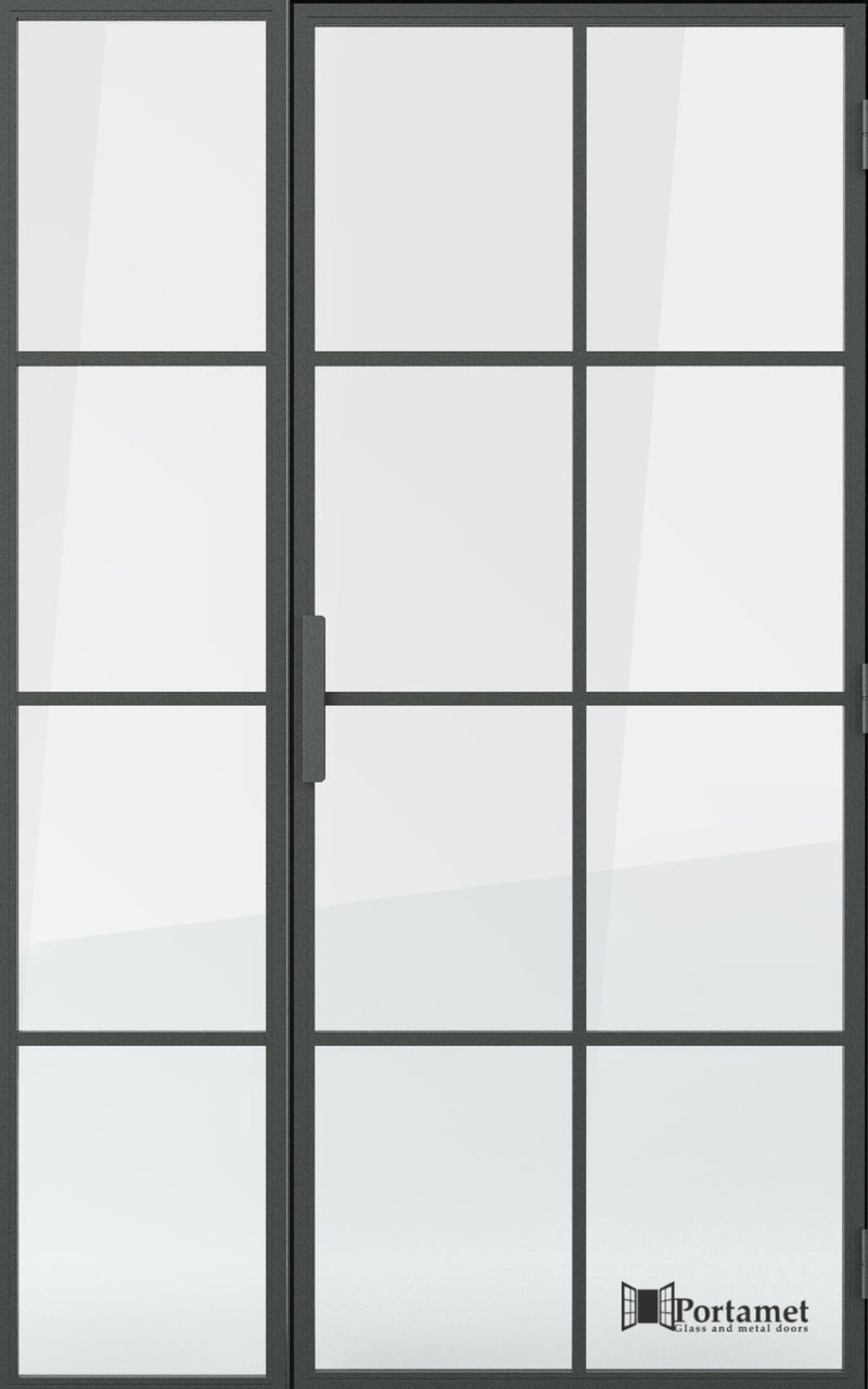Portamet by Sfarzo - Oslo Classic Steel Glazed Crittal Style Door with a Fixel Panel