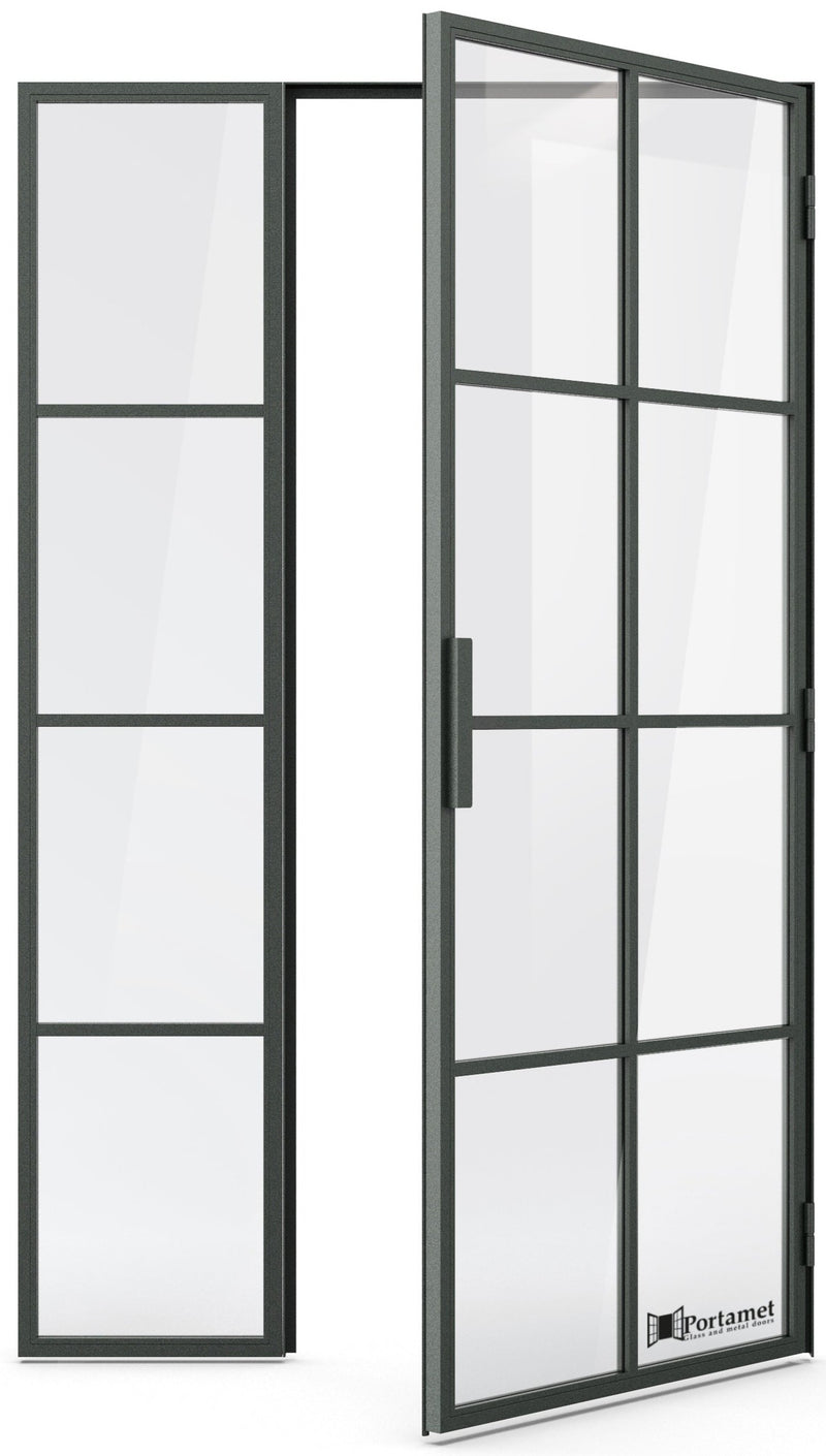 Portamet by Sfarzo - Oslo Classic Steel Glazed Crittal Style Door with a Fixel Panel