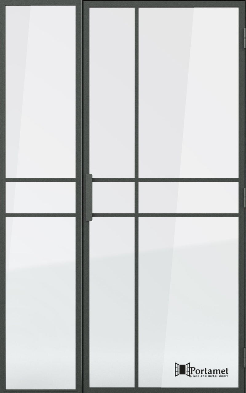 Portamet by Sfarzo - Paris Classic Steel Glazed Crittal Style Door with a Fixel Panel