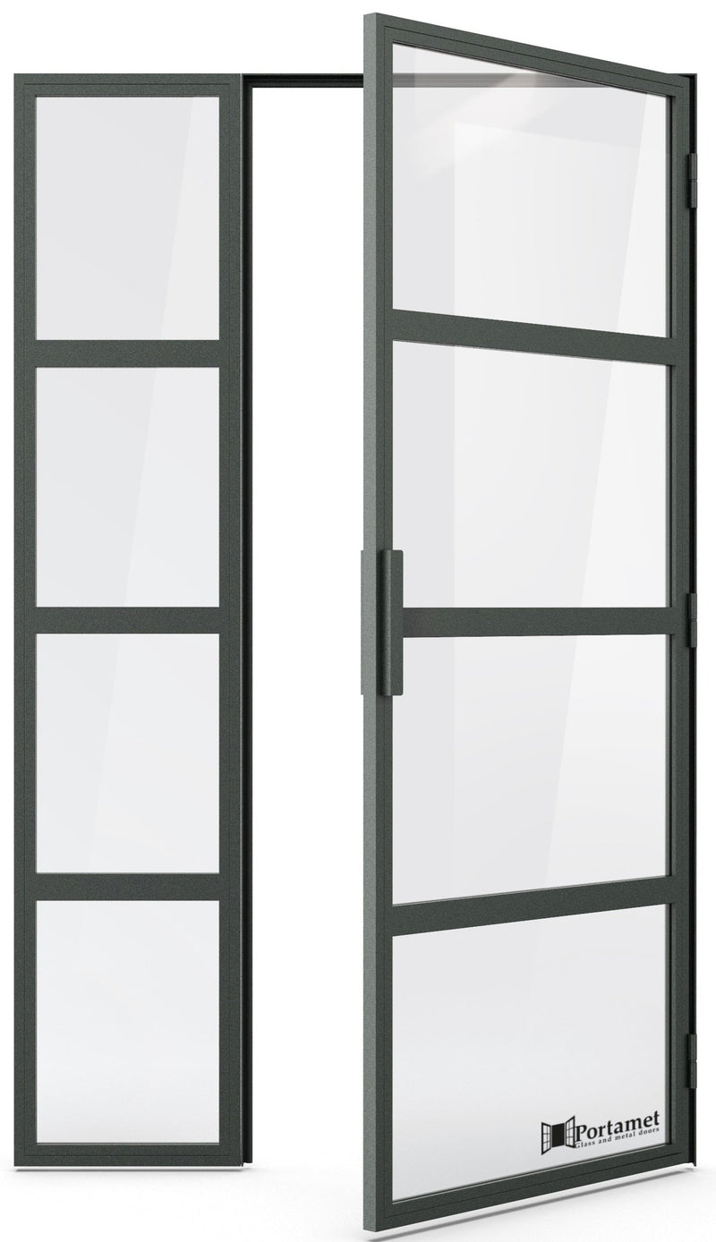 Portamet by Sfarzo - Roma Classic Steel Glazed Crittal Style Door with a Fixel Panel