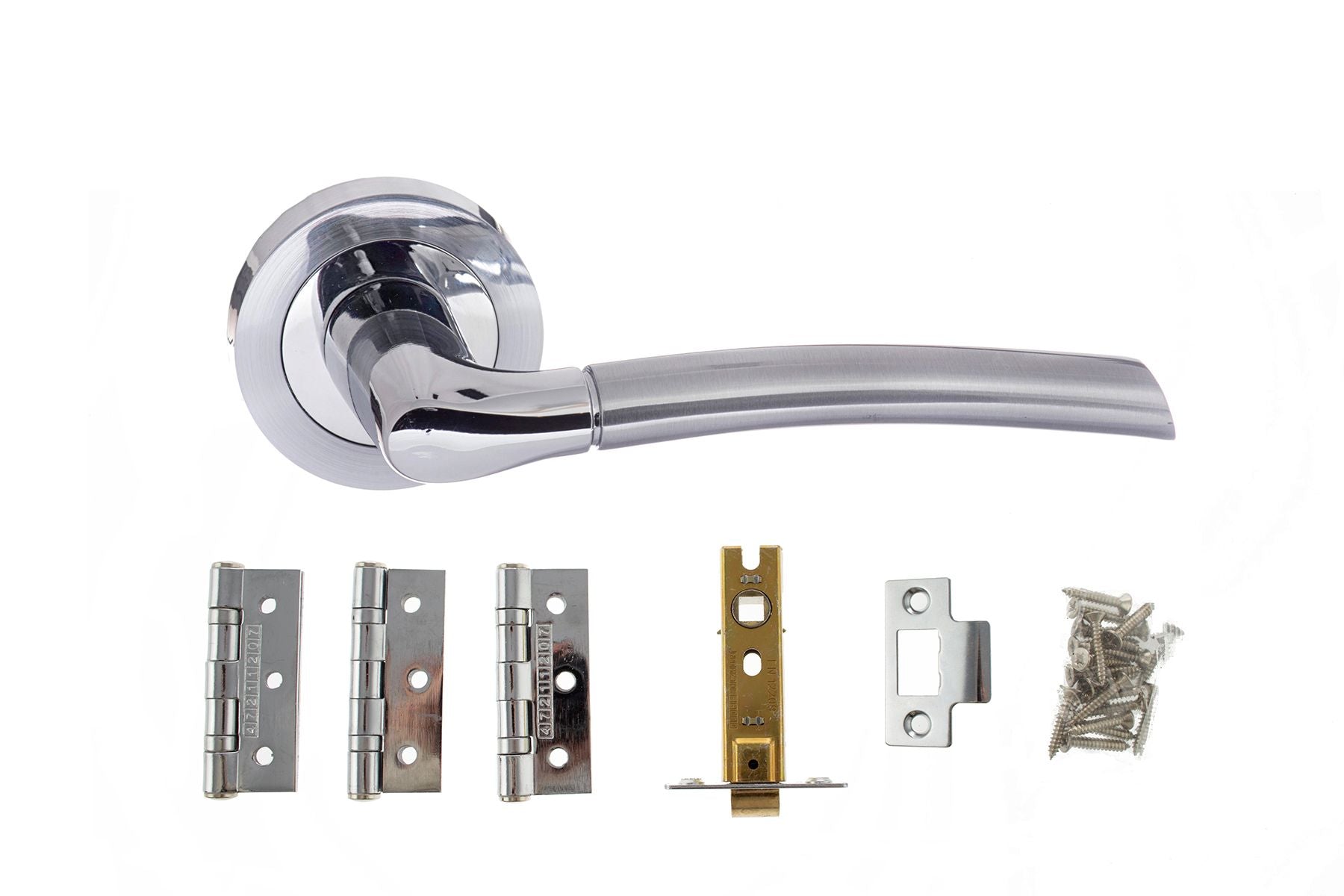 Atlantic Swell Dorpac (2.5" Latch, 3"x2" Hingesx3) - Satin Chrome/Polished Chrome