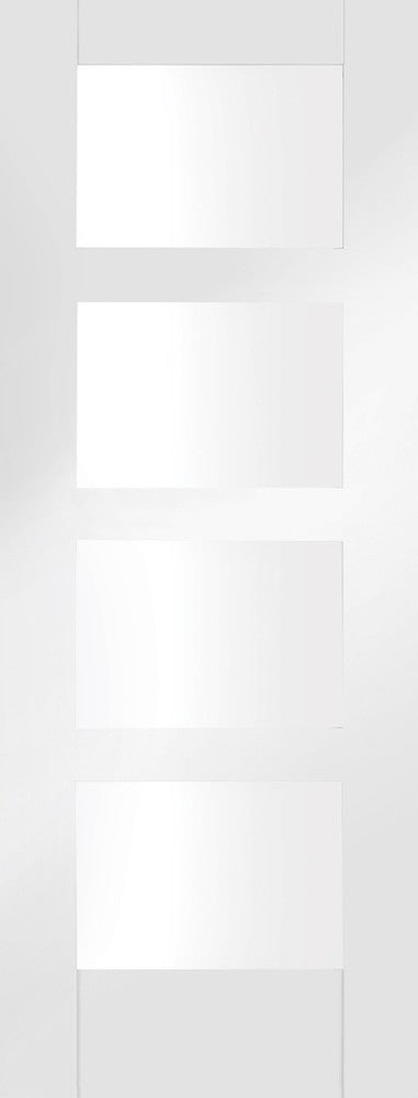 XL Joinery White Primed Shaker 4 Panel Clear Glazed Fire Internal door