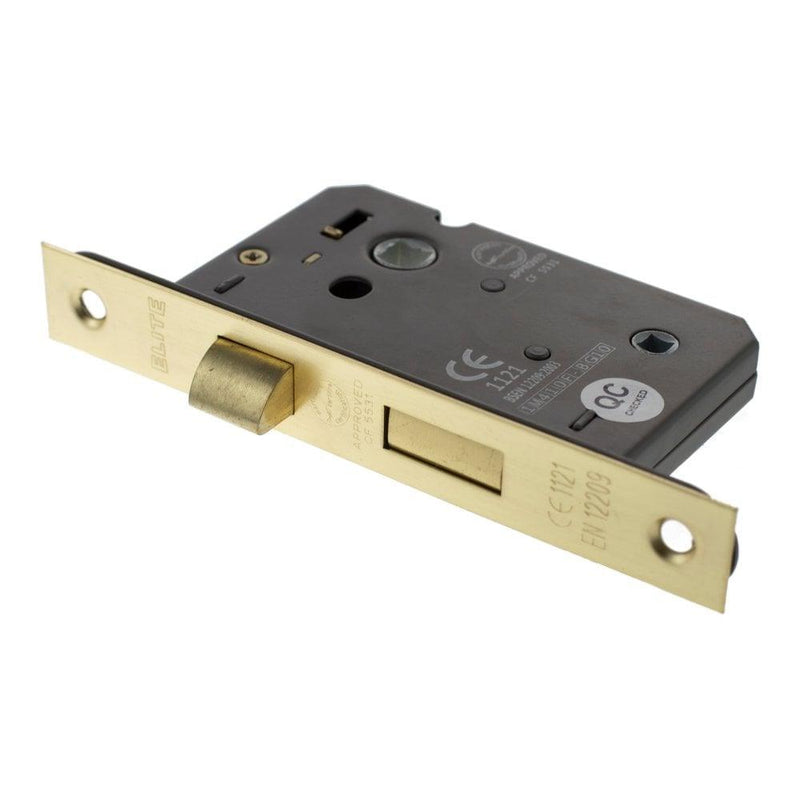Atlantic 3" CE Elite Bathroom Lock (Satin Brass) - Door Supplies Online