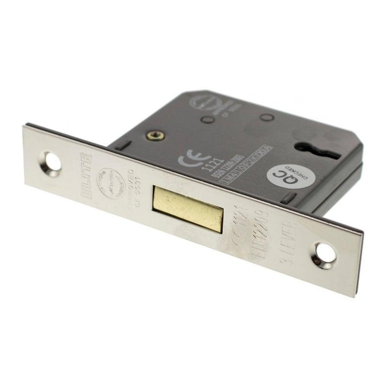Atlantic 2.5" CE Elite 3 Lever Key Deadlock (Polished Nickel) - Door Supplies Online