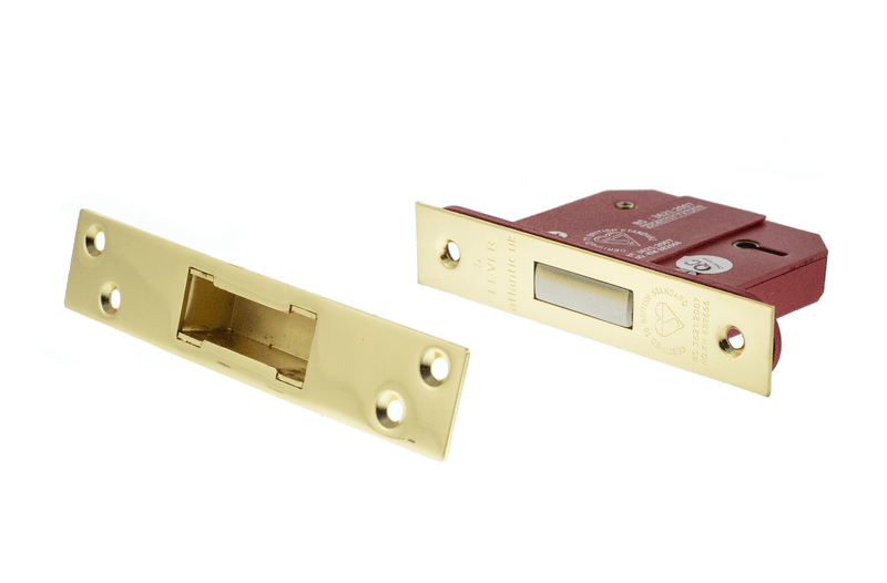 Atlantic 2.5" CE Elite 5 Lever Key Deadlock (Polished Brass) - Door Supplies Online