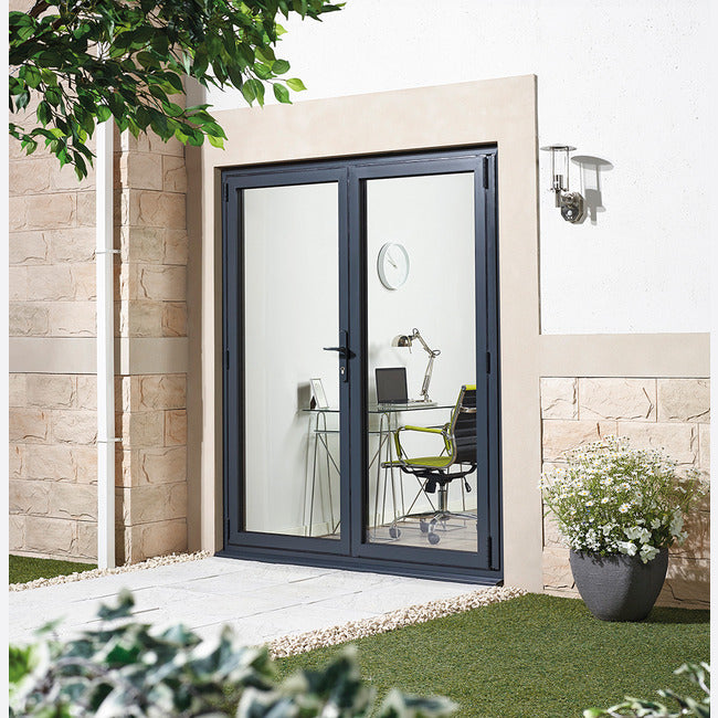 LPD Aluminium Prefinished Black/Grey French Door Set - Trickle Vents