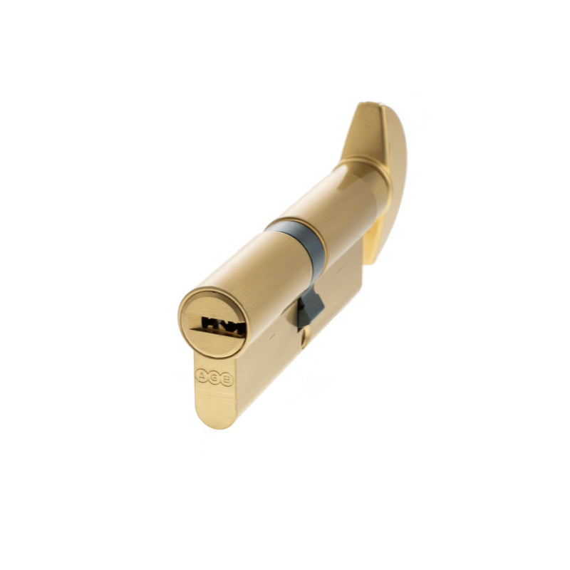 AGB Euro Profile 15 Pin Cylinder Key to Turn 35-35mm (70mm) - Satin Brass