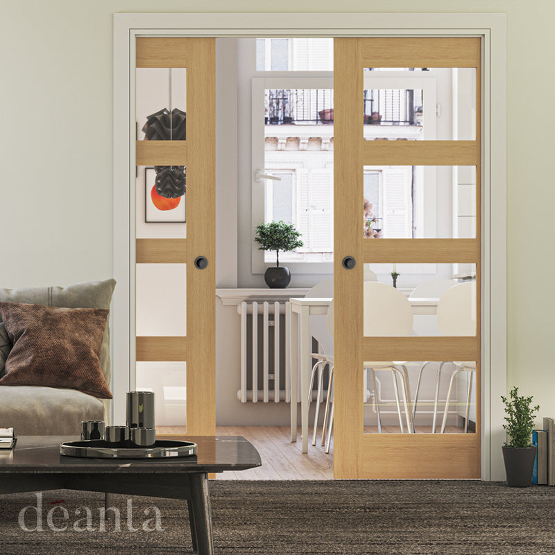 Deanta Oak Coventry Clear Glazed Pre-Finished Internal door