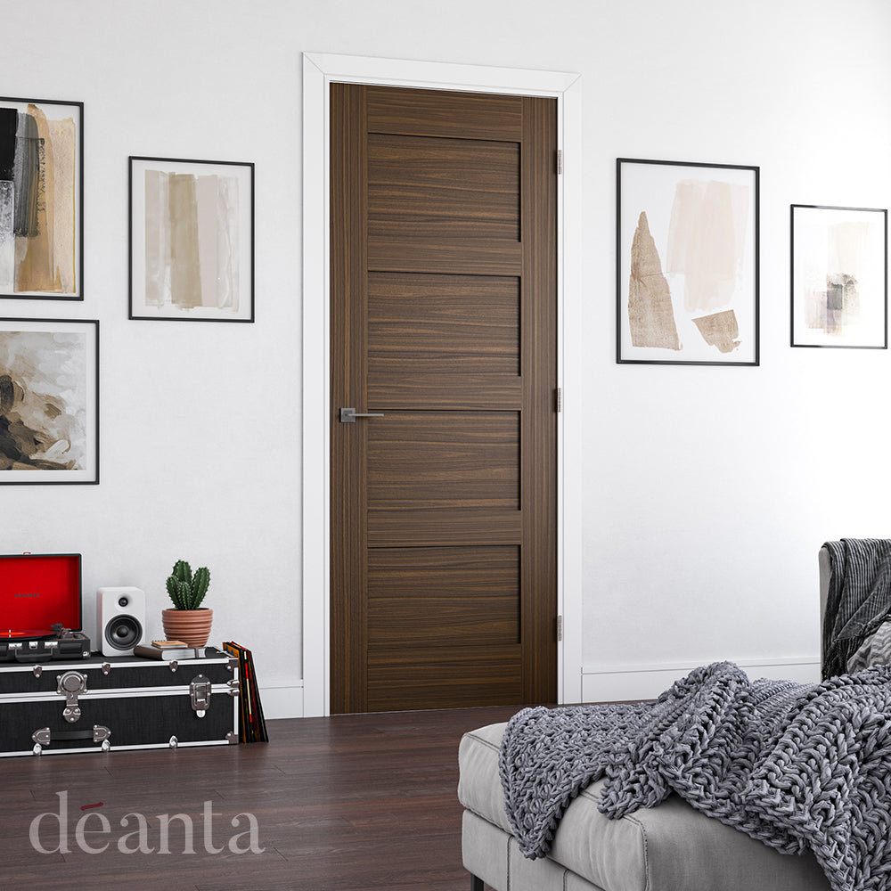 Pre-Assembled Walnut Coventry Fire Door Set Pre-finished FSC