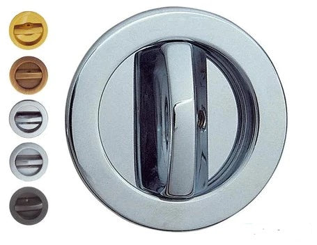 Eclisse Round Bathroom / Privacy Lock Set for Sliding Pocket Door FIRENZE Collection