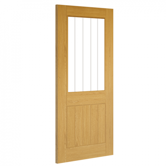 Deanta Oak Ely 1L Half Glazed Unfinished Internal door