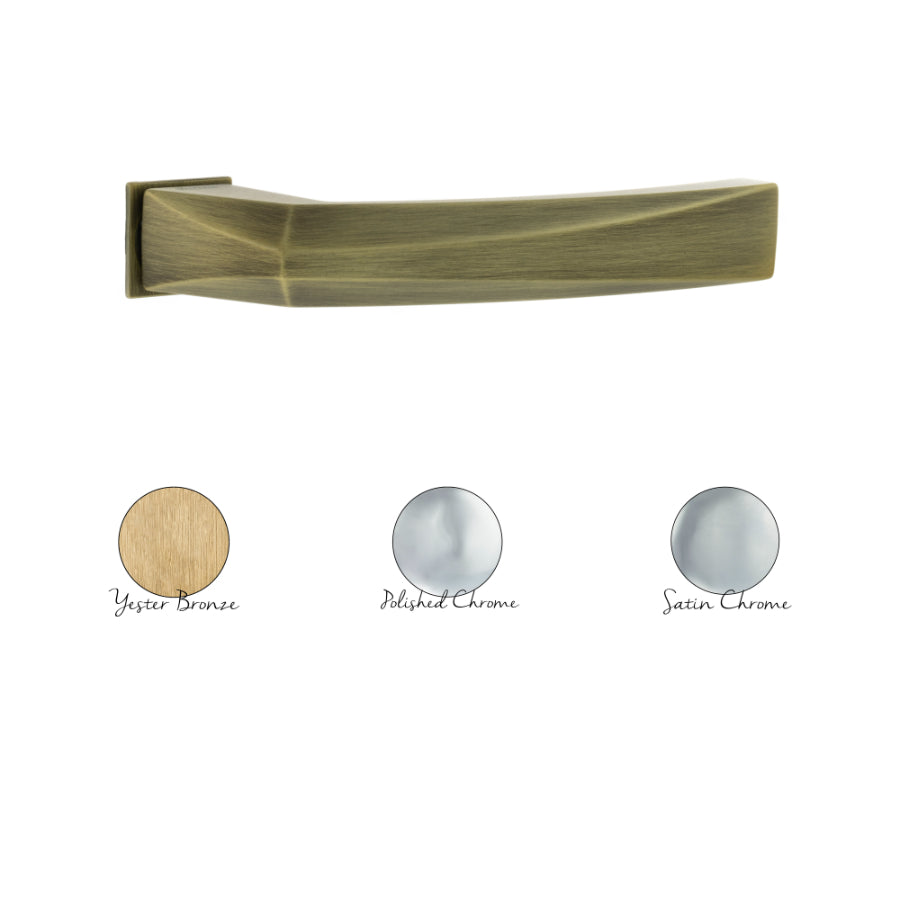 Forme Crystal Lever Door Handle on Concealed Square Rose - Polished Chrome