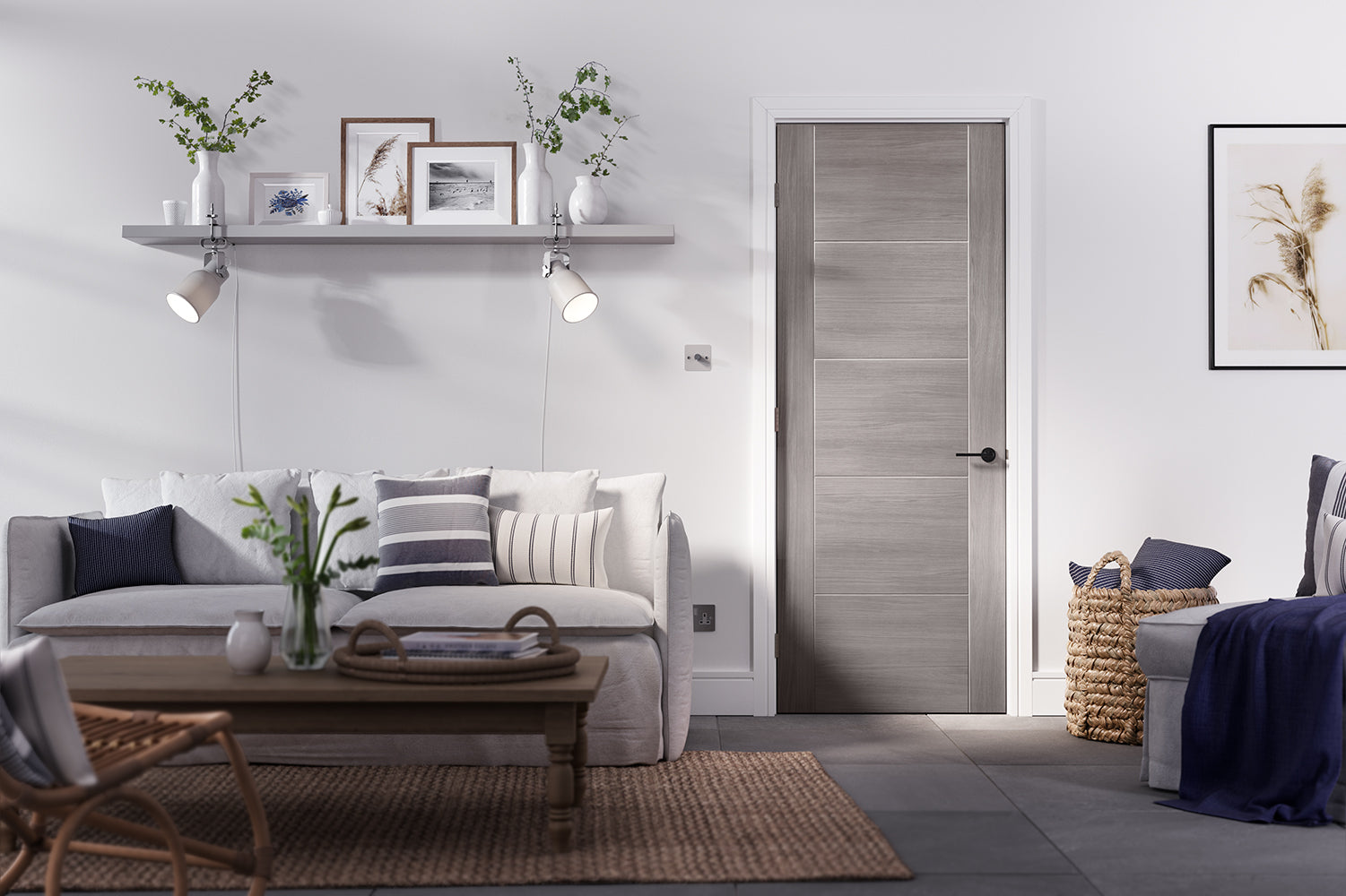 LPD Laminated Light Grey Vancouver 5P Fire Door