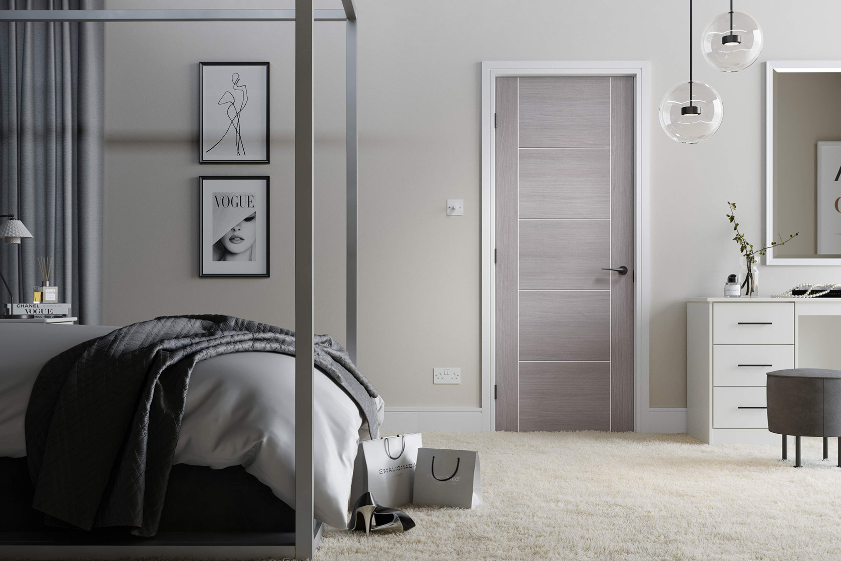 LPD Light Grey Vancouver 5P Fire Door