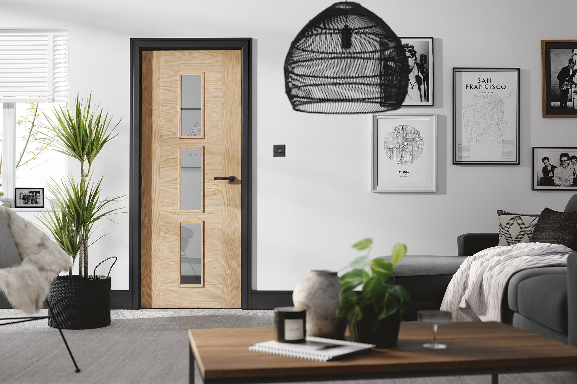 LPD Oak Sofia 3L Glazed Pre-finished Internal door