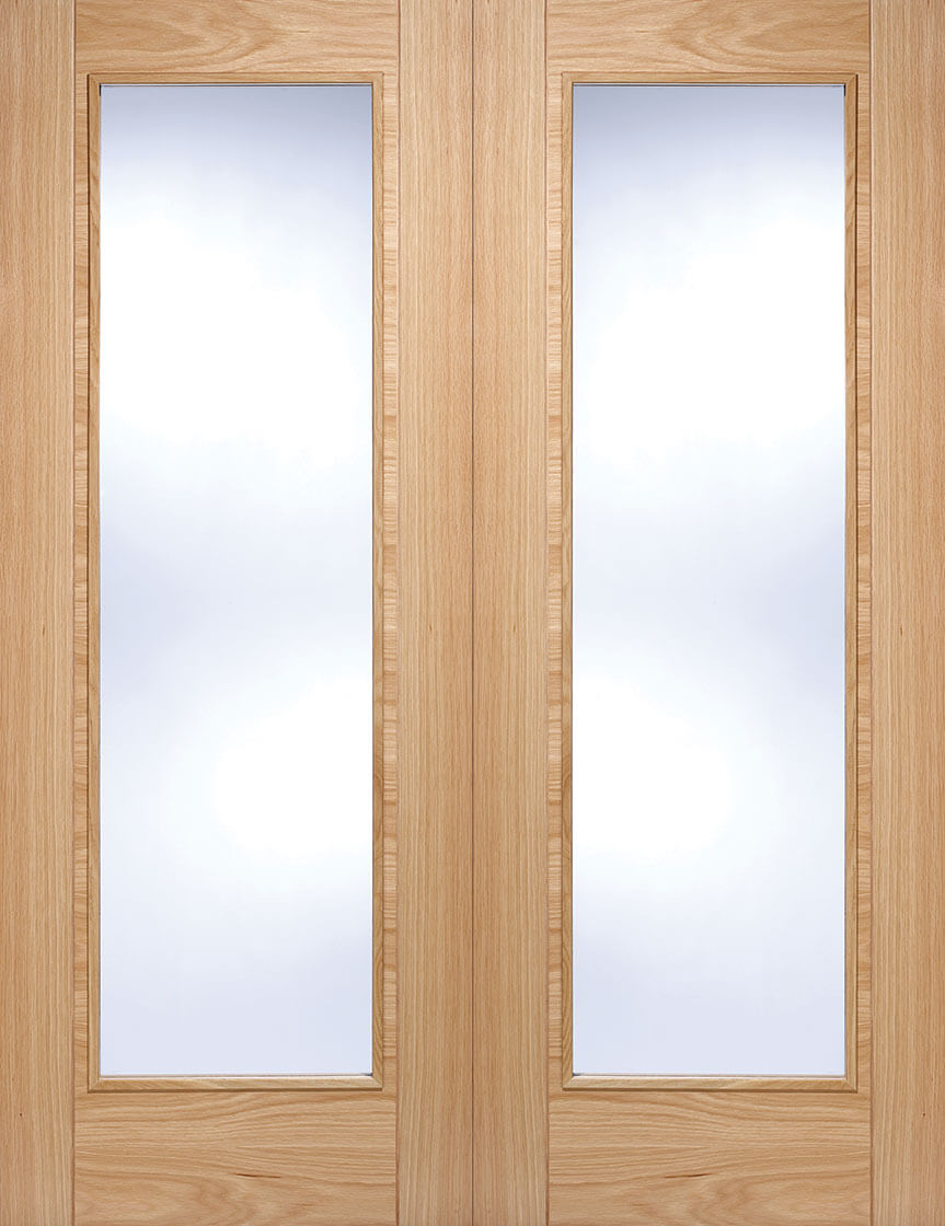 LPD Oak Vancouver Clear Glazed Pair Internal door