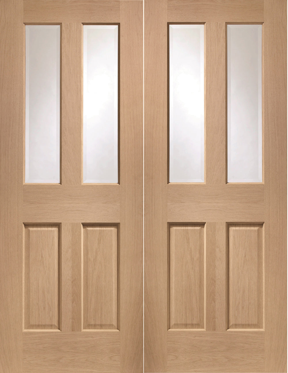 XL Joinery Oak Malton Clear Bevelled Glass Pair Internal door