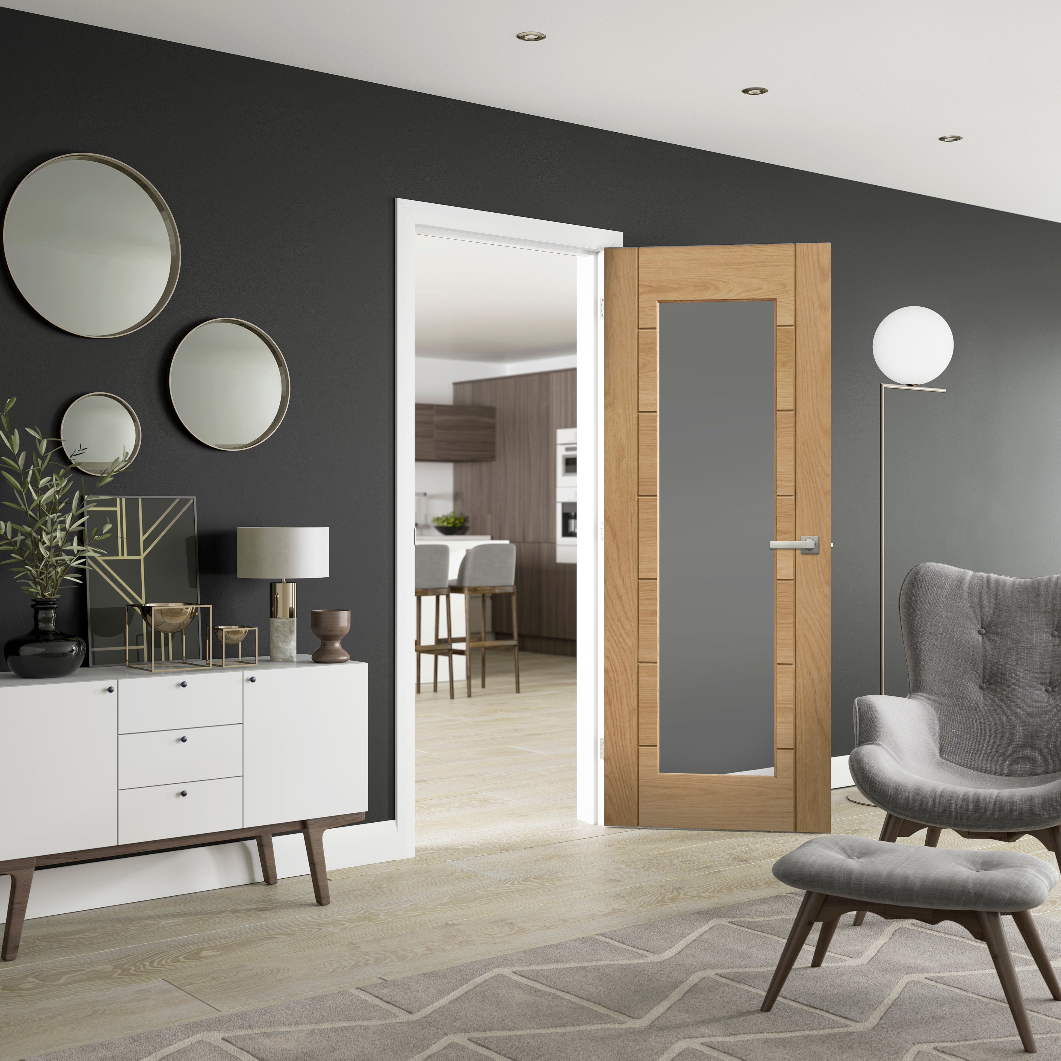 XL Joinery Internal Oak Essential Palermo 1 Light with Clear Glass