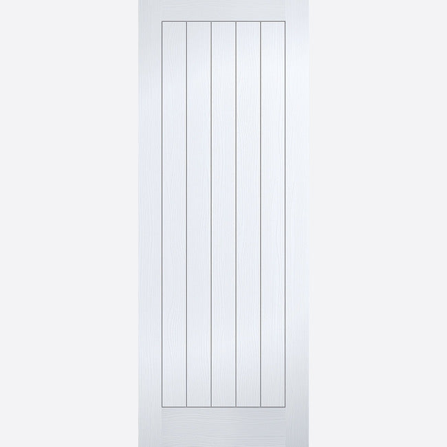 Pre-Assembled White Primed Moulded Textured Vertical 5P Door Set