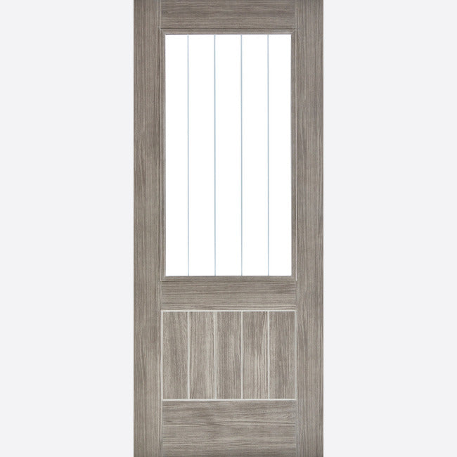 Pre-Assembled Light Grey Laminated Pre-finished Mexicano Glazed Door Set