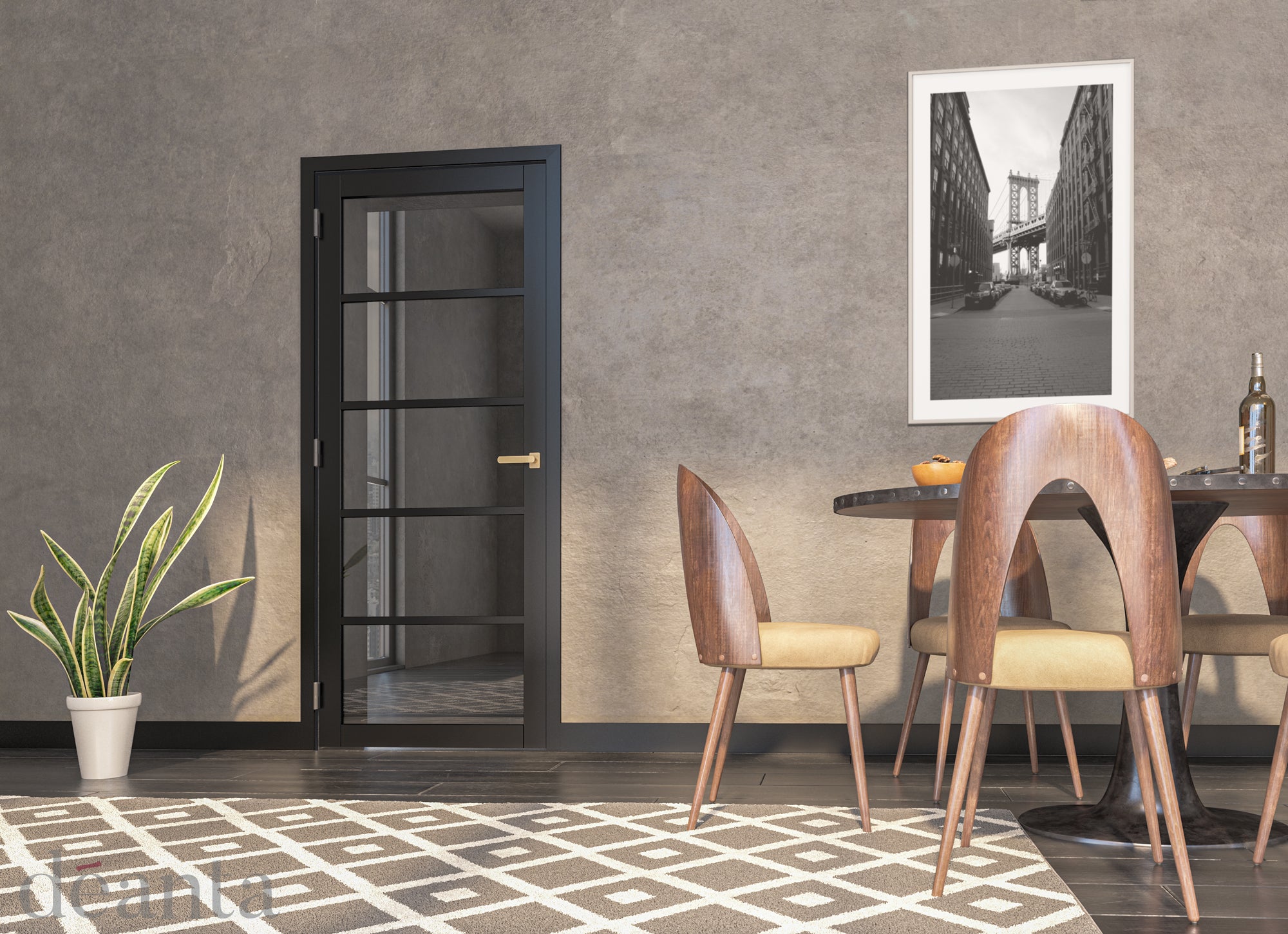 Deanta Shoreditch Black Prefinished Tinted Glazed