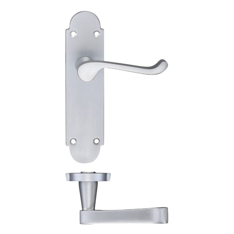 Zoo Oxford Lever Latch Furniture 170 x 42mm-Satin Chrome
