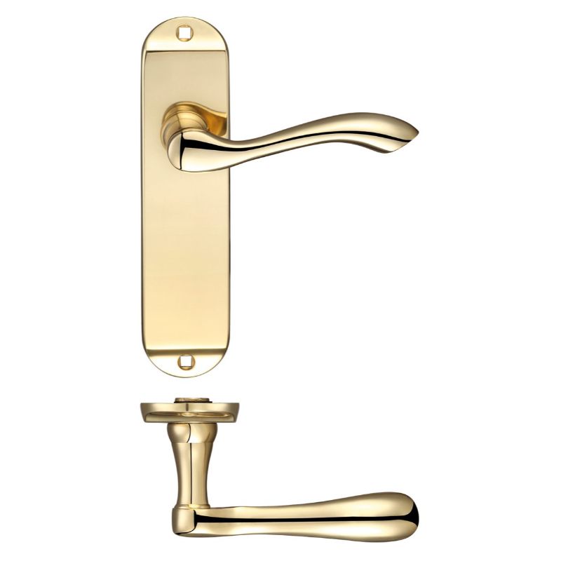 Zoo Arundel Lever Latch Furniture - Short Plate 175 x 42mm-Polished Brass