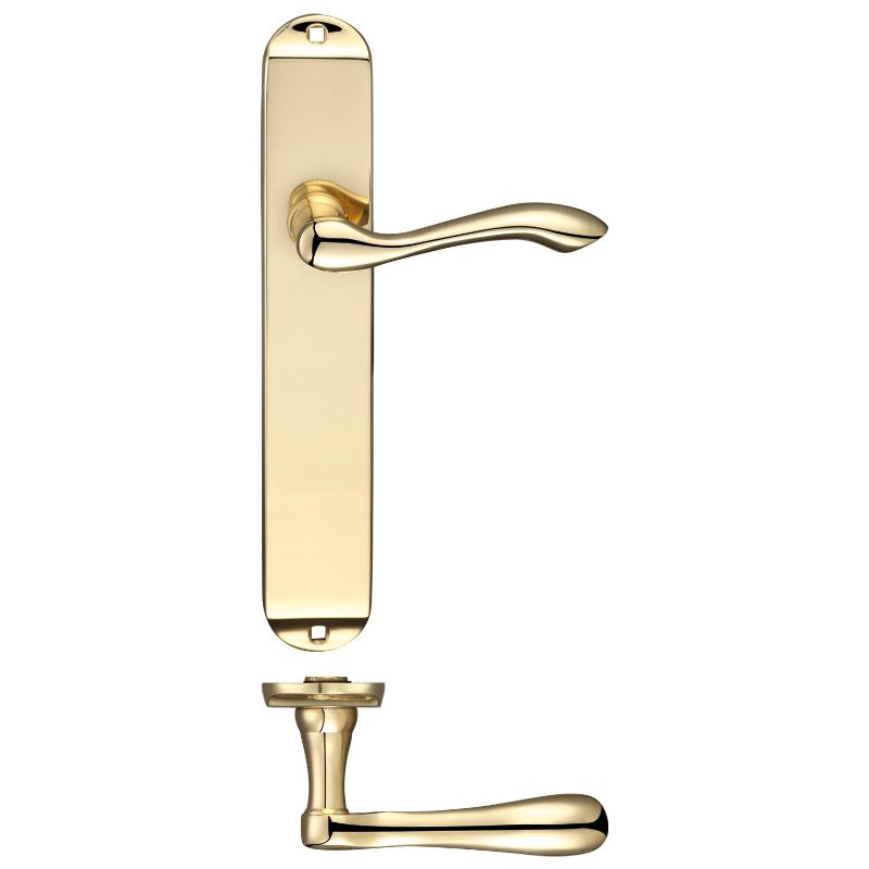 Zoo Arundel Lever Latch Furniture - Long Plate 245 x 42mm-Polished Brass