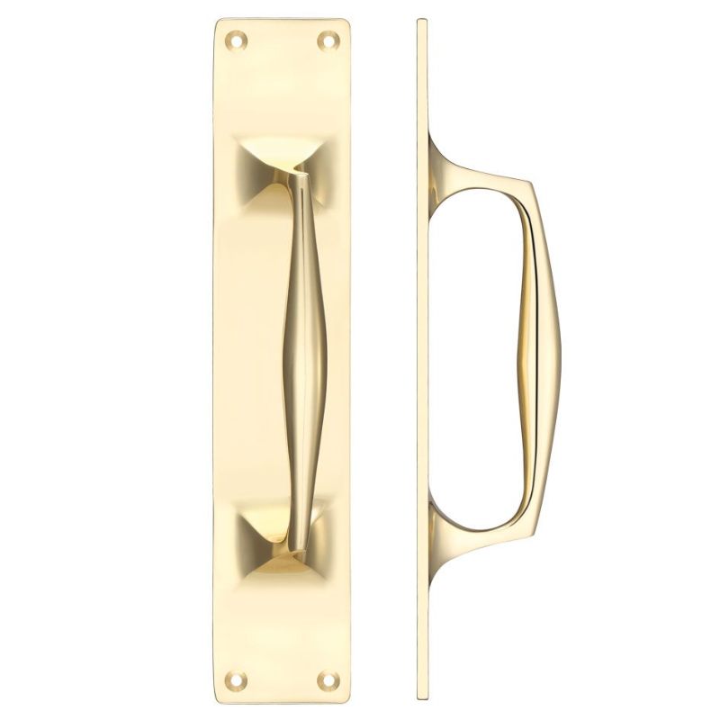 Zoo Cast Brass Pull Handle with Backplate - 300 x 60mm-Polished Brass