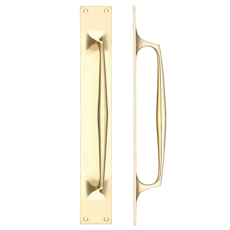 Zoo Cast Brass Pull Handle with Backplate - 425 x 60mm-Polished Brass