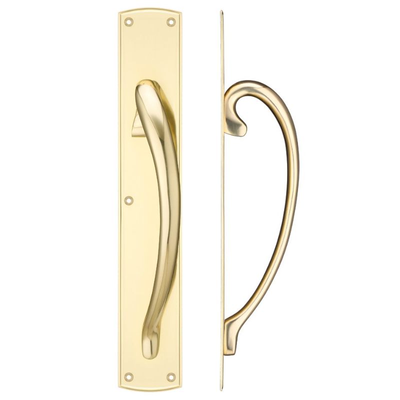 Zoo Cast Brass Large Pull Handle with Backplate - Right Handed - 457 x 76mm-Polished Brass
