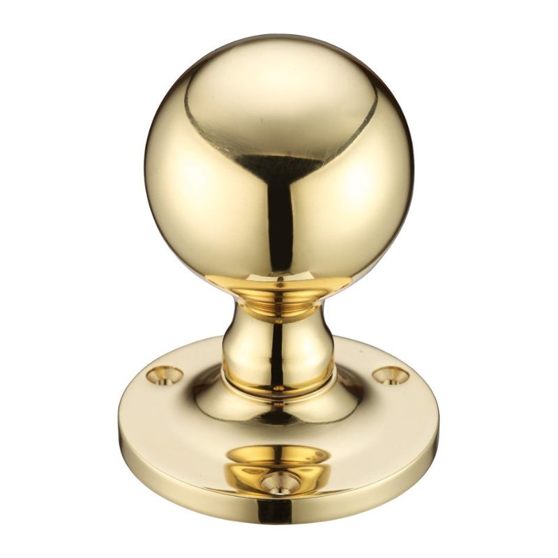 Zoo Ball Mortice Knob Furniture 62.5mm Rose dia.-Polished Brass