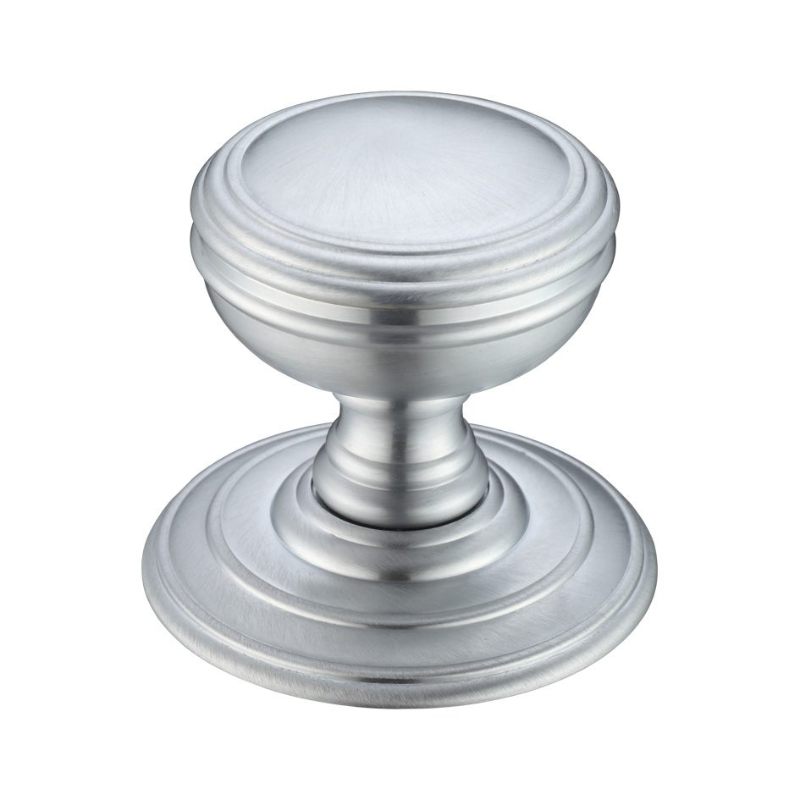Zoo Mortice Knob on Round Rose - Concealed Fix-Satin Chrome