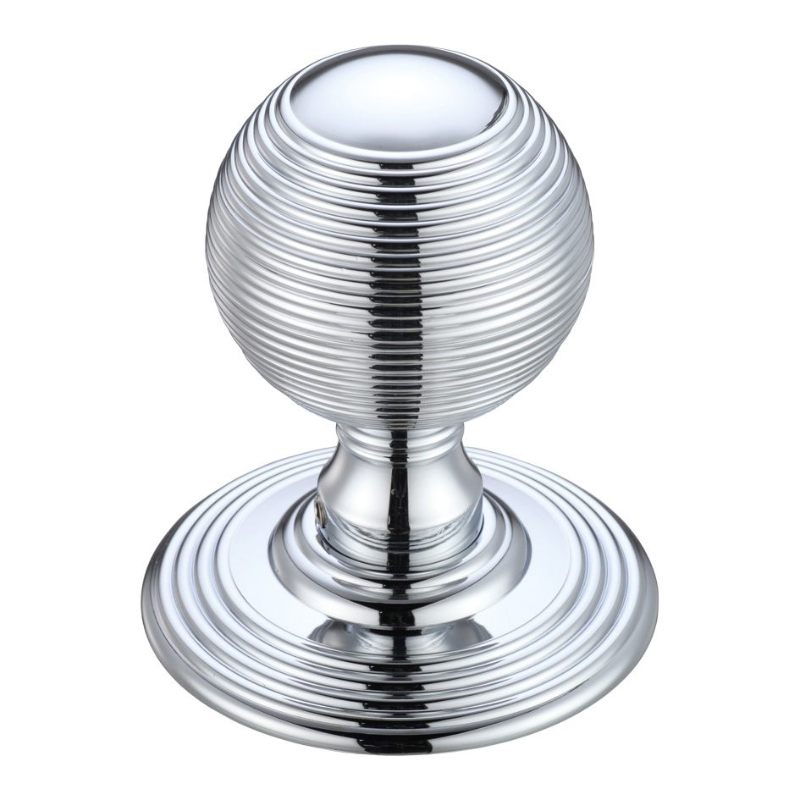 Zoo Ringed Mortice Knob on Round Rose - Concealed Fix - Solid-Polished Chrome