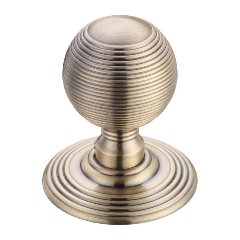 Zoo Ringed Mortice Knob on Round Rose - Concealed Fix - Solid-Florentine Bronze