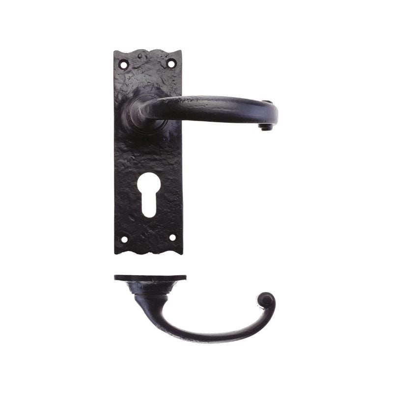 Zoo Traditional Lever on Euro Backplate - 6"-Black Antique