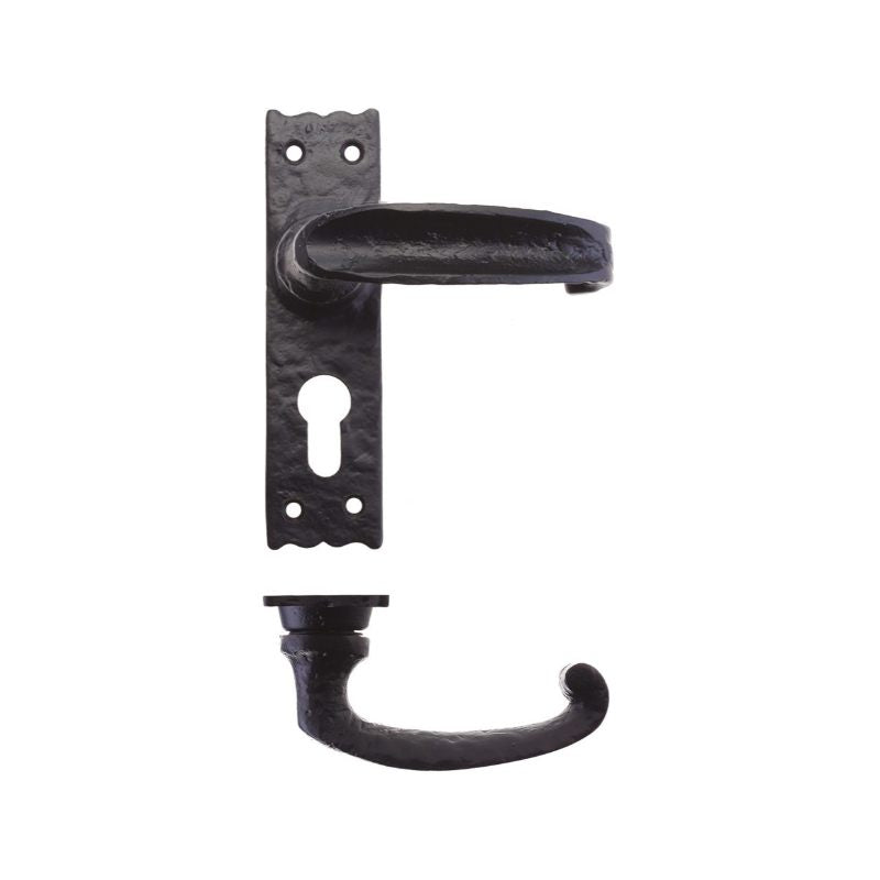 Zoo Traditional Slimline Thumb Lever on Euro Backplate - -Black Antique