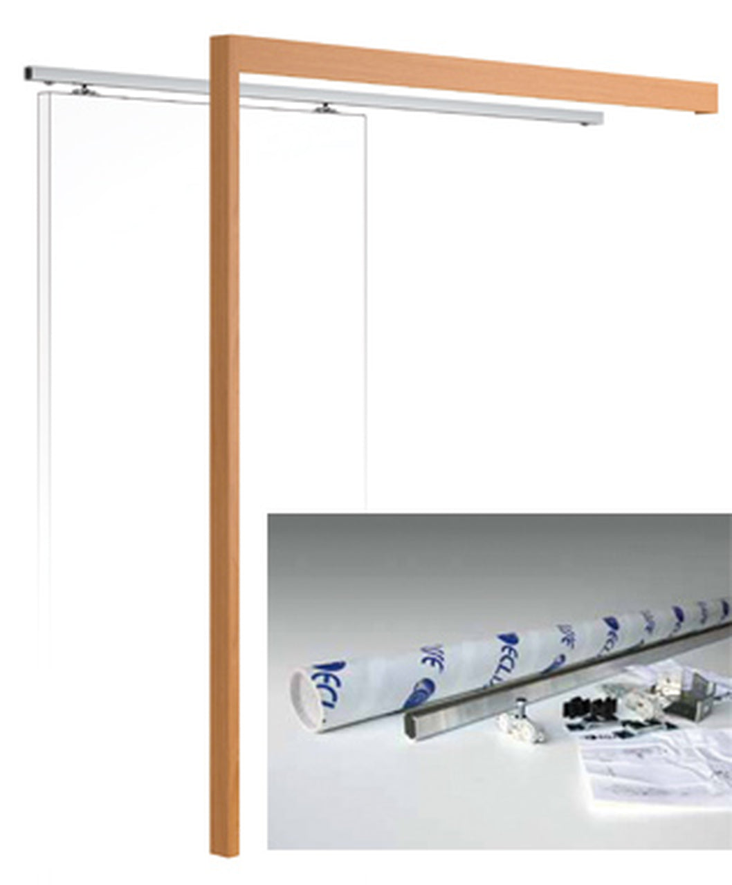 Eclisse Wall Mounted Sliding Door Kit, Pelmet and Door Post-2m Track-Paris 3