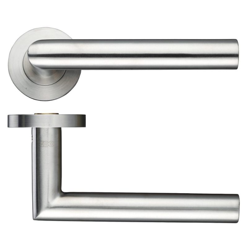 Zoo 19mm Mitred Lever - Push On Rose - Grade 304-Satin Stainless