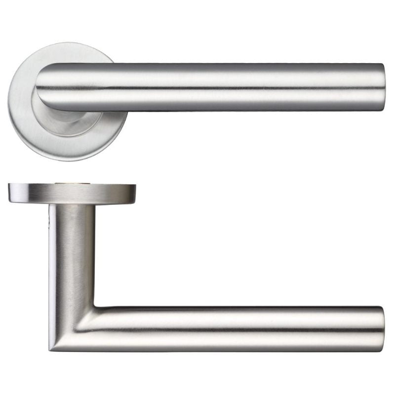 Zoo 19mm Mitred Lever - Push On Rose - 52mm Dia - Grade 201-Satin Stainless
