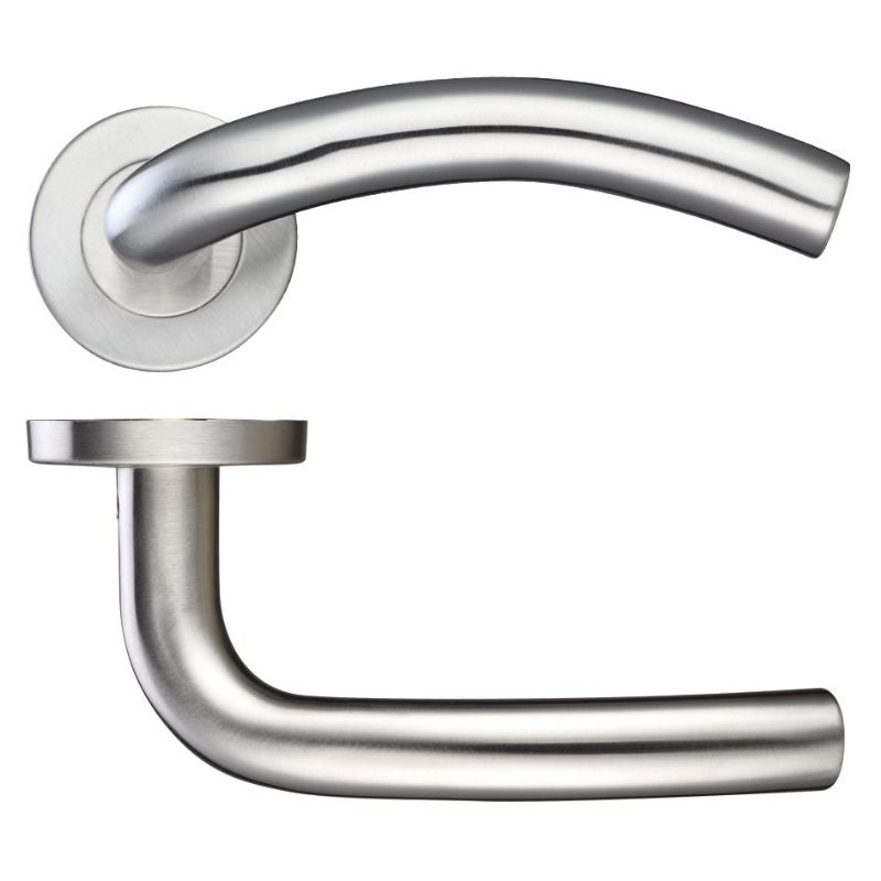 Zoo 19mm Arched Lever - Push On Rose - 52mm Rose - Grade 201-Satin Stainless
