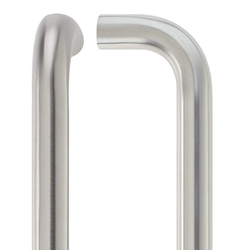 Zoo 22mm D Pull Handle - 300mm Centers - Grade 201 - Bolt Through Fixings-Satin Stainless