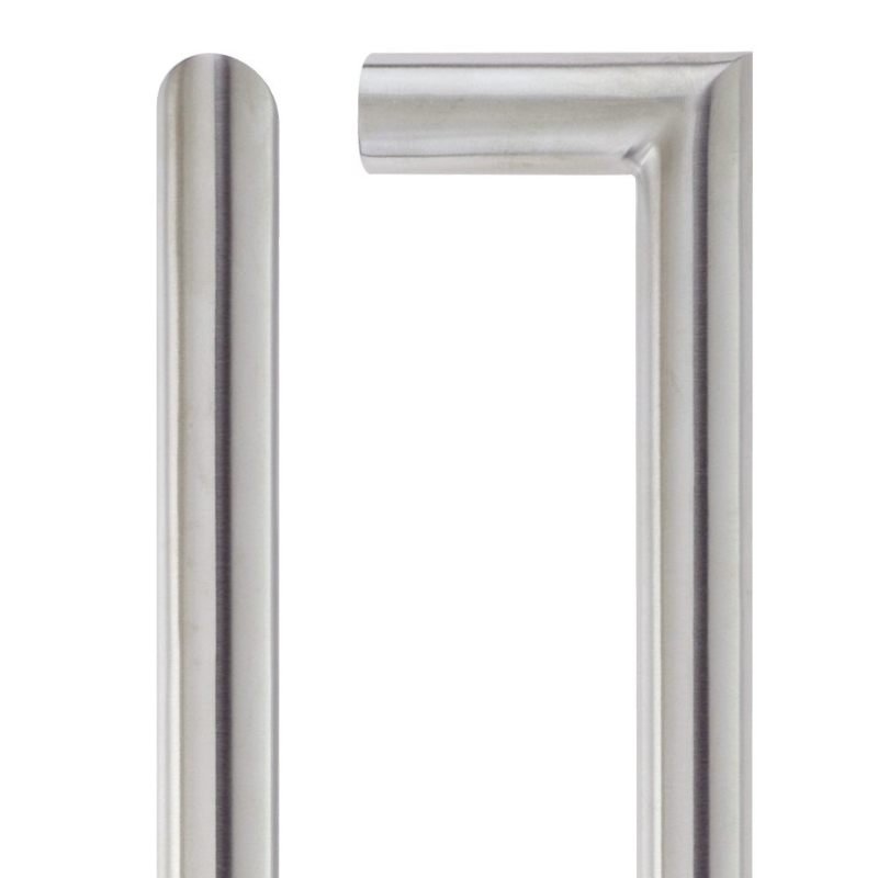 Zoo 19mm Mitred Pull Handle - 150mm Centers - Grade 201 - Bolt Through Fixings-Satin Stainless